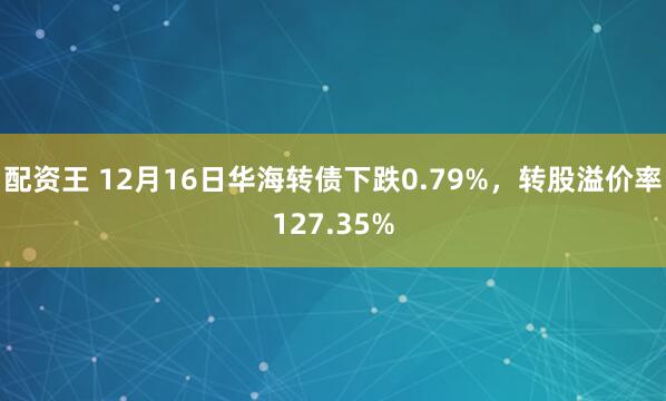 配资王 12月16日华海转债下跌0.79%，转股溢价率127.35%
